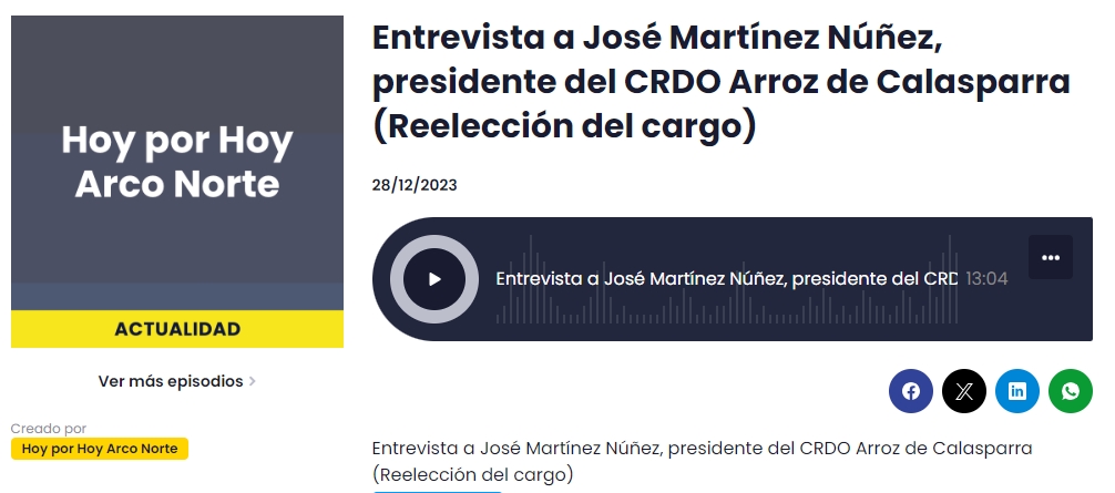 Entrevista a José Martínez Núñez, presidente del CRDO Arroz de Calasparra (Reelección del cargo)